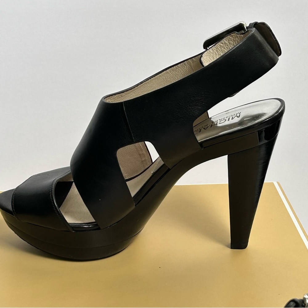 New in box Michael Kors Carla Black Open-Toe Heel platform sandals 7.5M - Picture 4 of 12